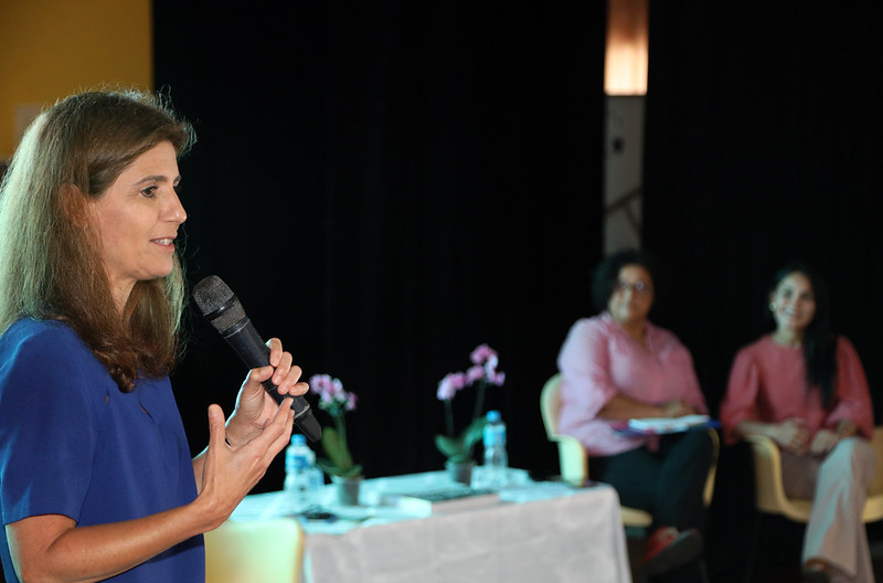 Ana Estela Haddad fala durante o Congresso Municipal de Educação PPP Participativo: Caminhos de Construção da Justiça Curricular