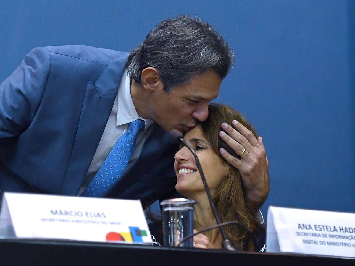 Ana Estela Haddad e Fernando Haddad durante a Abertura da Semana da Mulher